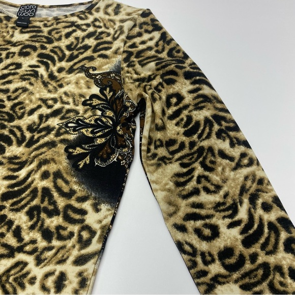 CLARA SUNWOO Animal Print Tunic in Brown and Cream dropped shoulder W LG - Picture 5 of 13